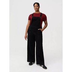 Torrid Womens Plus Size 24R Wide Leg Denim Overalls Black Stretch Cotton 148862